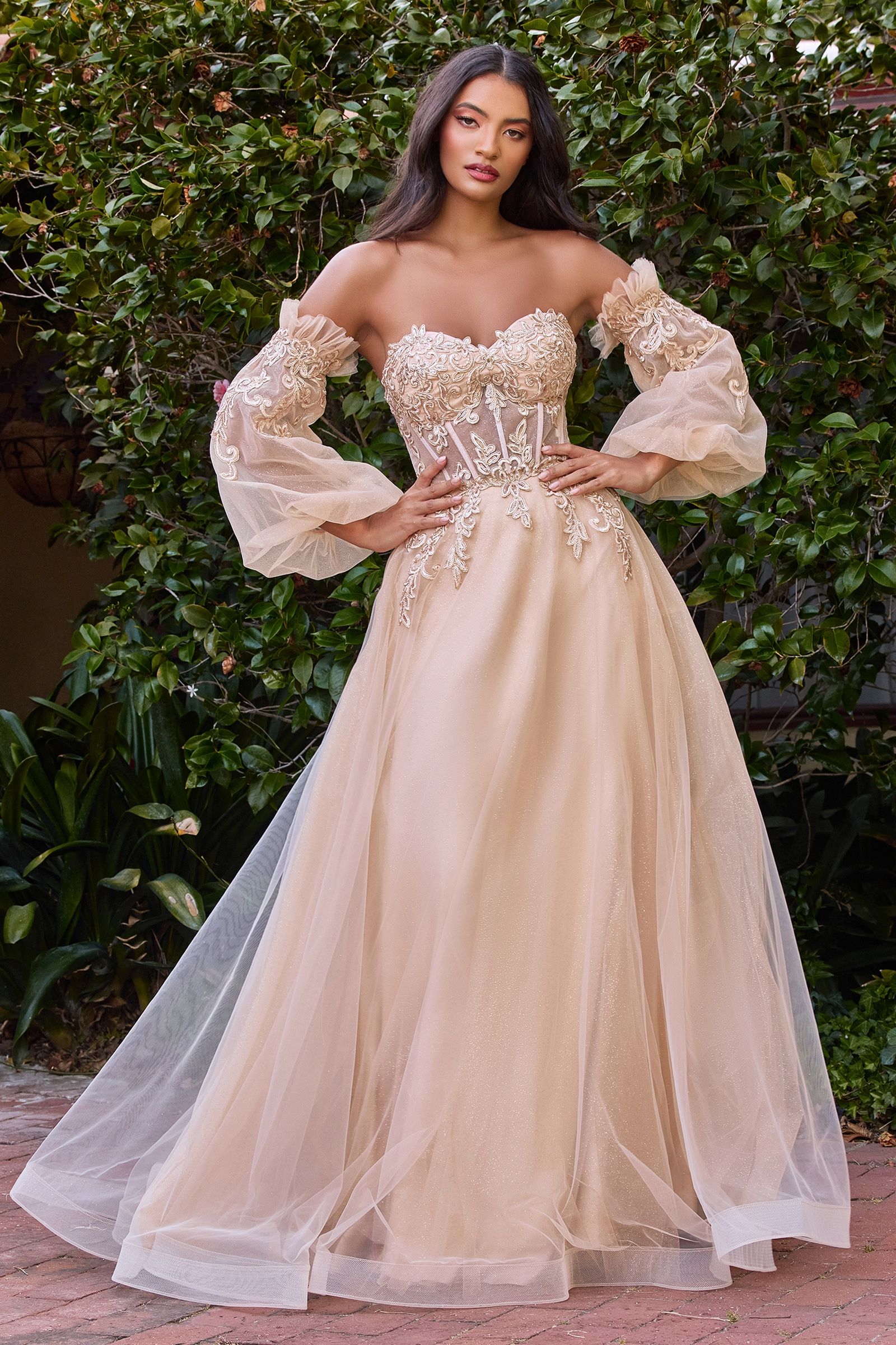 LaDivine CD948 Corset Strapless Long Prom Dress