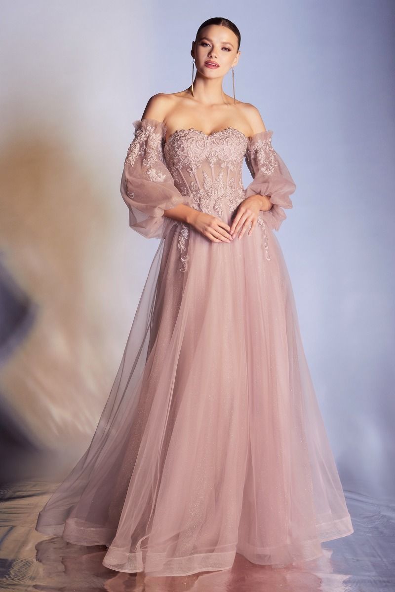 LaDivine CD948 Corset Strapless Long Prom Dress