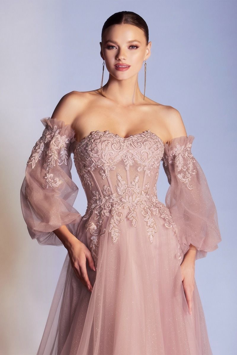 LaDivine CD948 Corset Strapless Long Prom Dress
