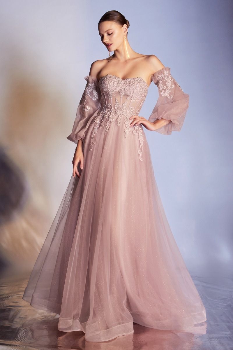 LaDivine CD948 Corset Strapless Long Prom Dress