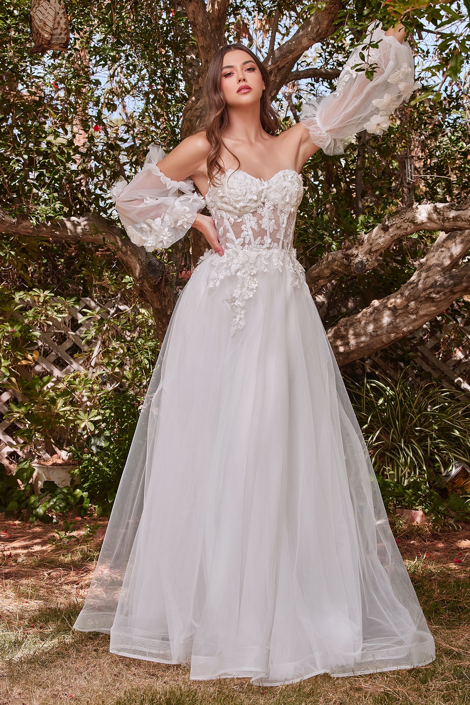 Wedding Dresses Long Bridal Ball Gown A Line Floral Wedding Dress Off White