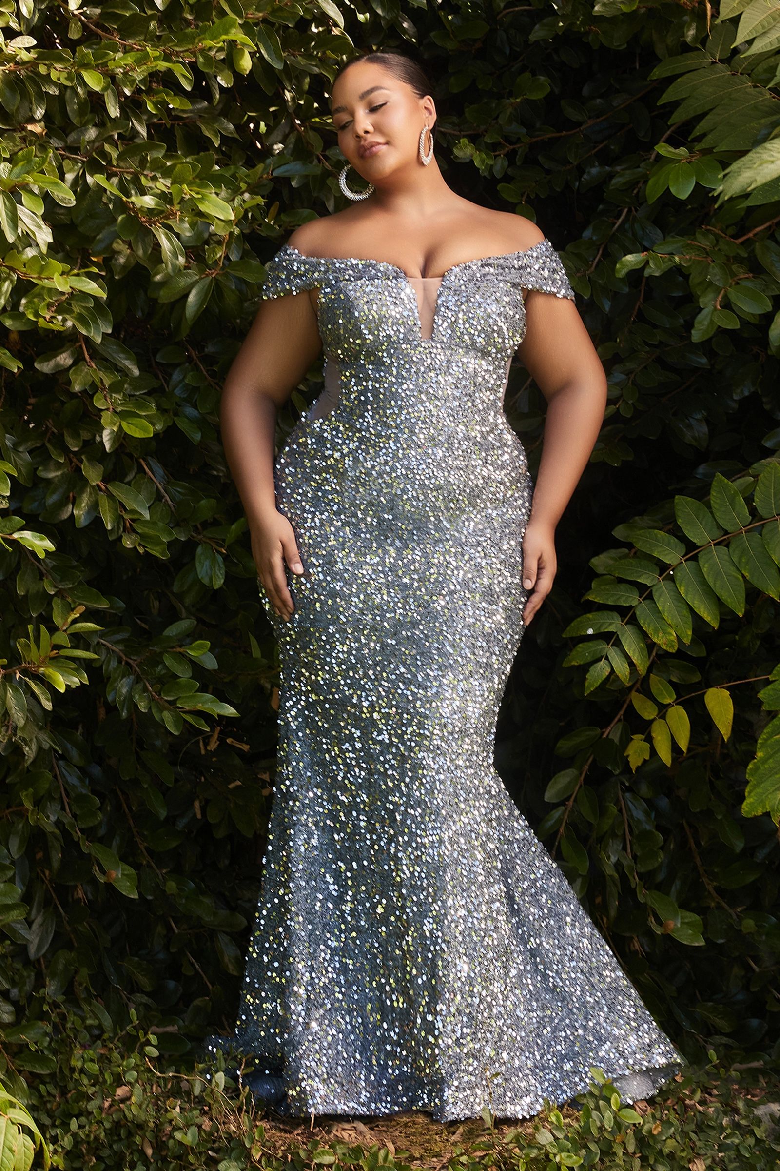 LaDivine CD975C Off Shoulder Sequins Prom Dress