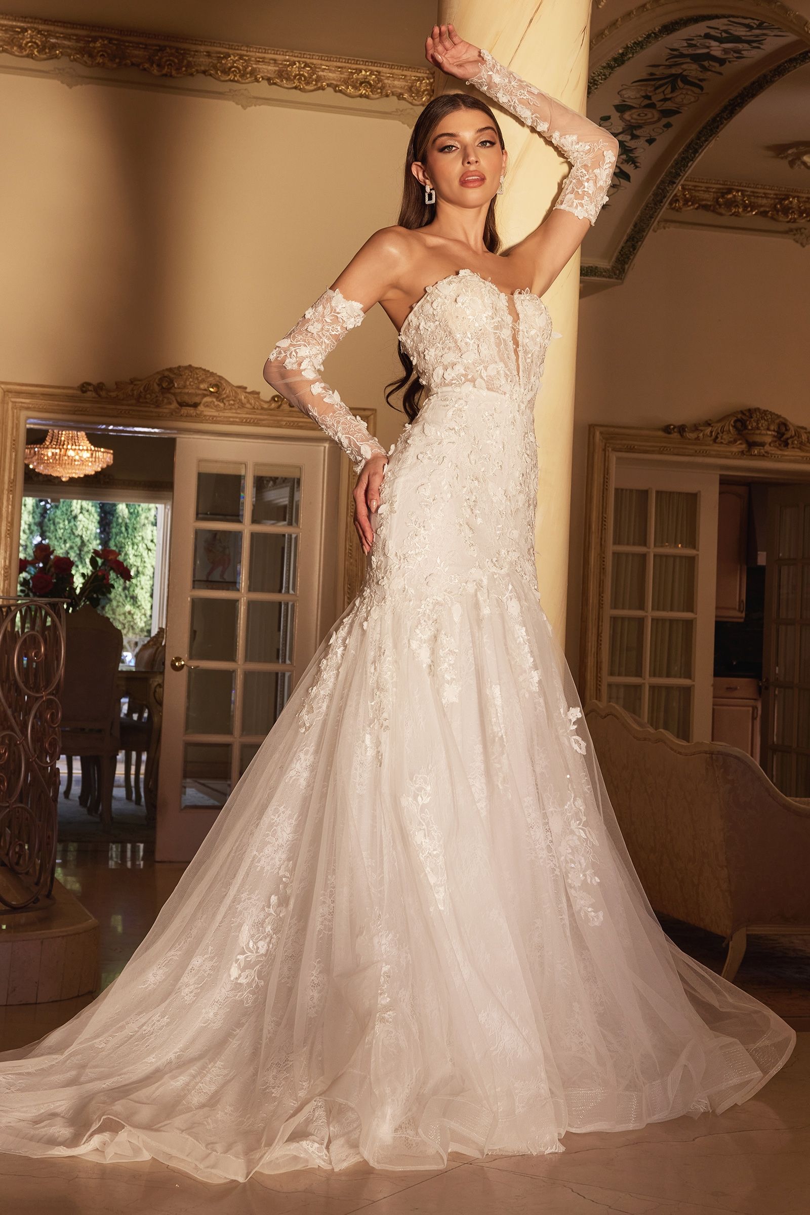 Wedding Dresses Long Bridal Gown Mermaid Lace Wedding Dress Off White