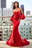 LaDivine CD983 Formal Strapless Long Dress in Red