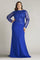 Plus Size Dresses Long Sleeve Formal Beaded Plus Size Dress Mystic Blue