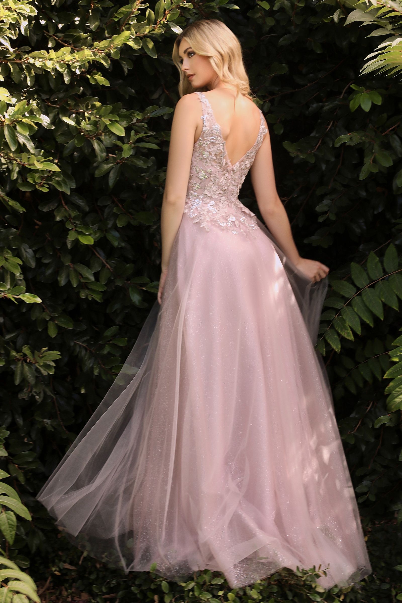 Prom Dresses Long Formal Lace Applique Floral Prom Dress Mauve