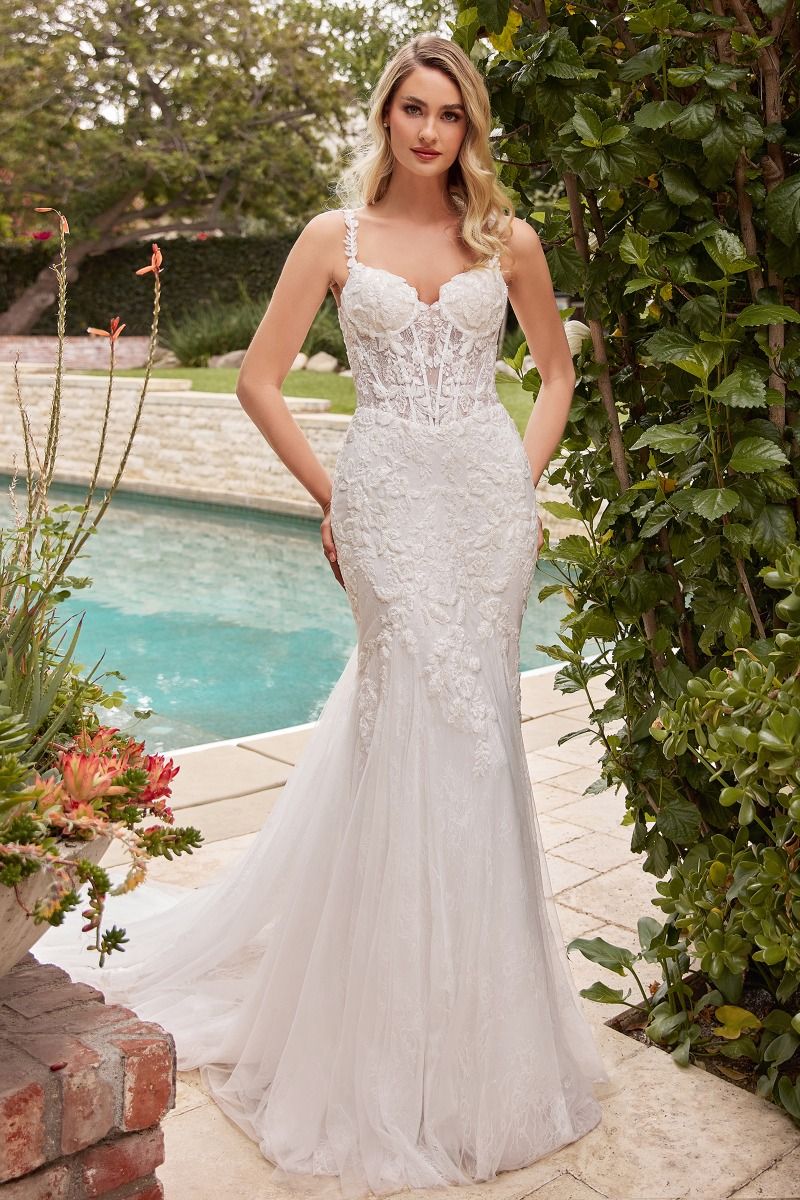LaDivine S432W Long Corset Lace Mermaid Wedding Dress The Dress Outlet LaDivine S432W Long Corset Lace Mermaid Wedding Dress The Dress Outlet