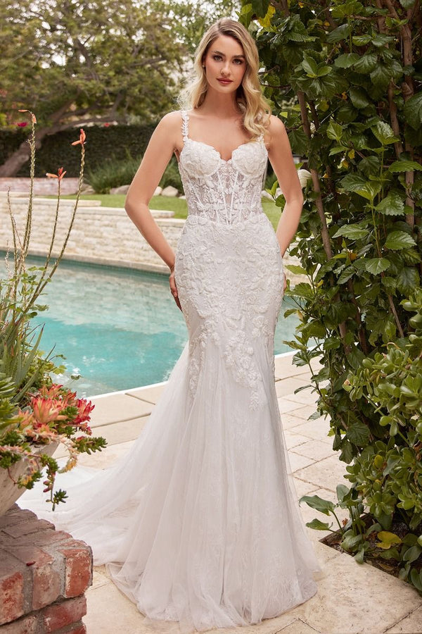 LaDivine S432W Long Corset Lace Mermaid Wedding Dress