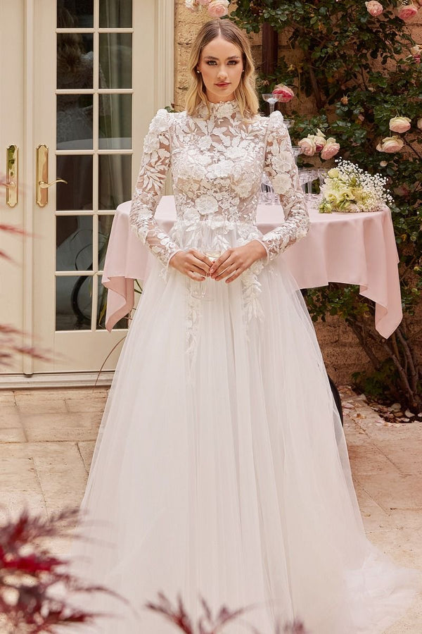 LaDivine S433W Long Sleeve Wedding Gown