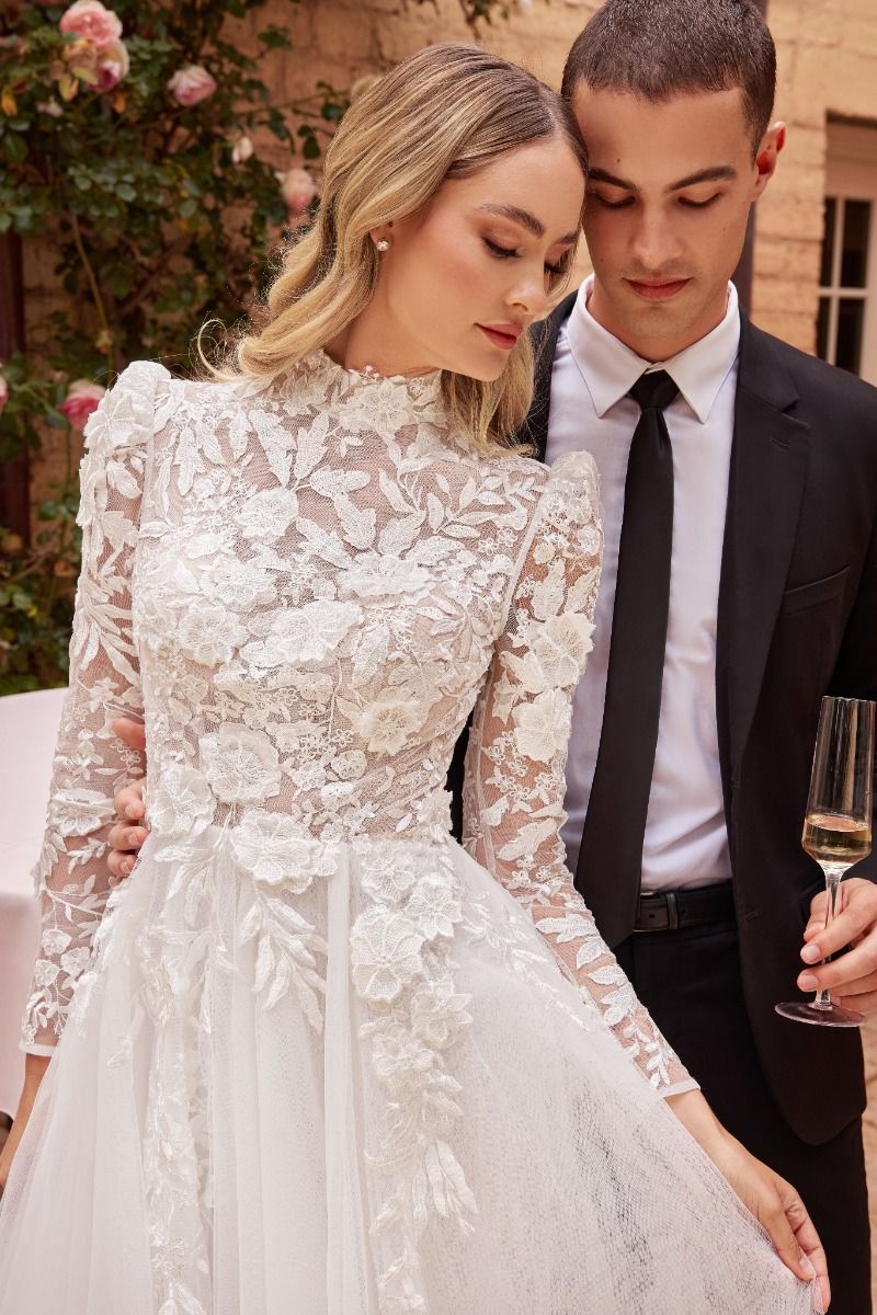 LaDivine S433W Long Sleeve Wedding Gown – The Dress Outlet