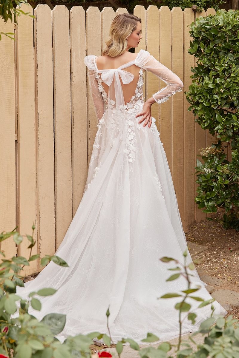 chinese dress ladies Nude Floral Lace Wedding Dress with Long Sleeves – Tulle Mermaid Wedding Gown with 3D Appliqué Plus Size Size 16 / Dress main image 0