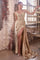Prom Dresses Long Formal Spaghetti Strap Beaded Satin Prom Dress Sand