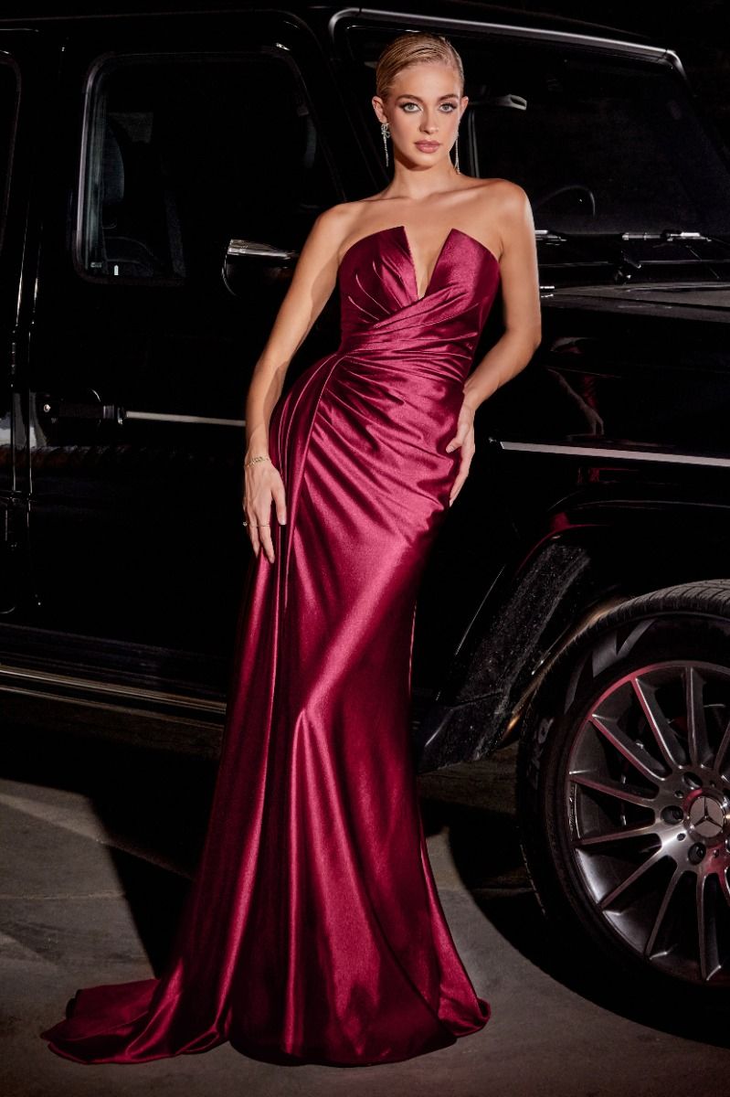 LaDivine S441 Long Formal Strapless Satin Fitted Prom Dress - Copper / 20 LaDivine S441 Long Formal Strapless Satin Fitted Prom Dress - Copper / 20