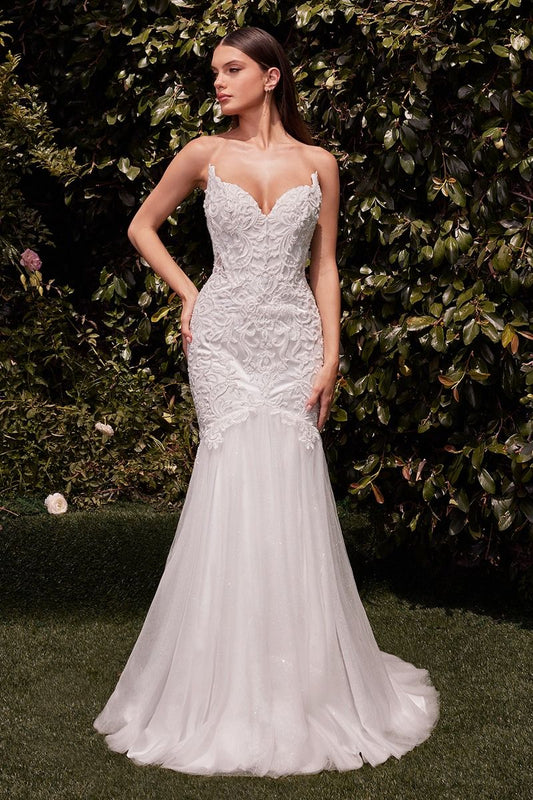 Wedding Dresses Long Mermaid Lace Applique Wedding Bridal Gown Off White