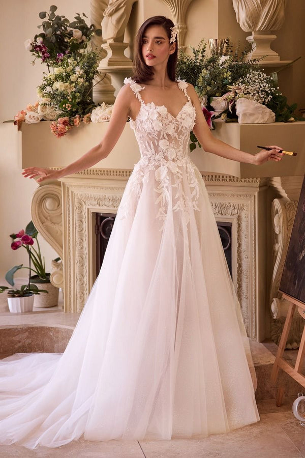 LaDivine S498W Long Bridal Gown A Line Applique Wedding Dress