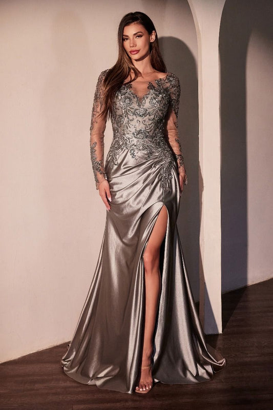 Mother of the Bride Dresses Long Sleeve Mother of the Bride Formal Dress Graphite Silver