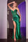 Prom Dresses Long Formal Fitted Lace Glitter Slit Prom Dress Emerald