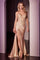 Prom Dresses Long Formal Fitted Lace Glitter Slit Prom Dress Gold