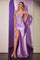 Prom Dresses Long Formal Fitted Lace Glitter Slit Prom Dress Lavender