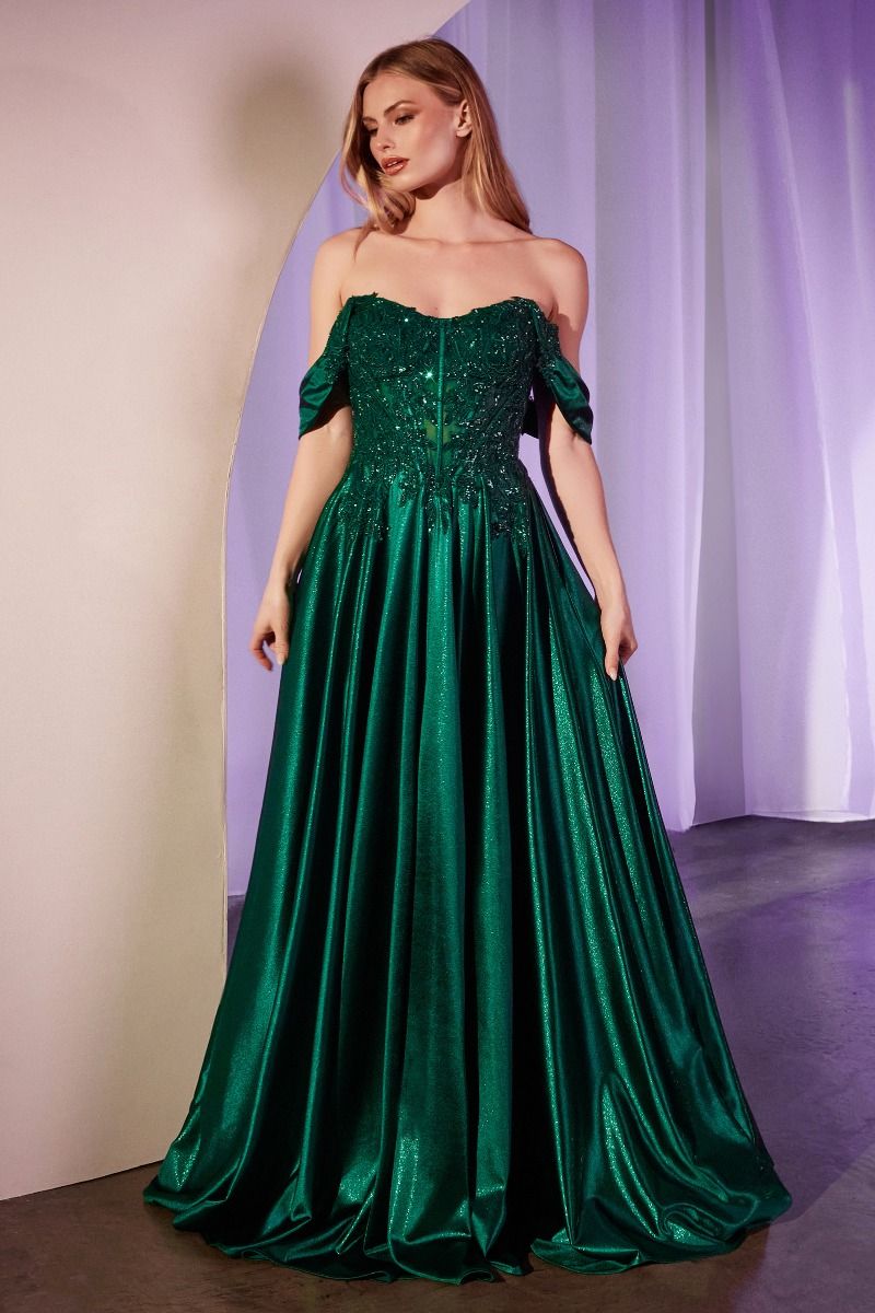 LaDivine S525 Long Bedaed Prom Formal A Line Dress