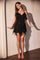 Cocktail Dresses Fitted Homecoming Short Beaded Cocktail Dress Black