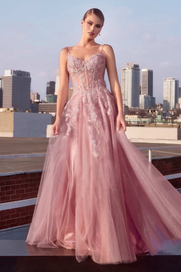 LaDivine CDS533 Prom Long A Line Formal Glitter Dress