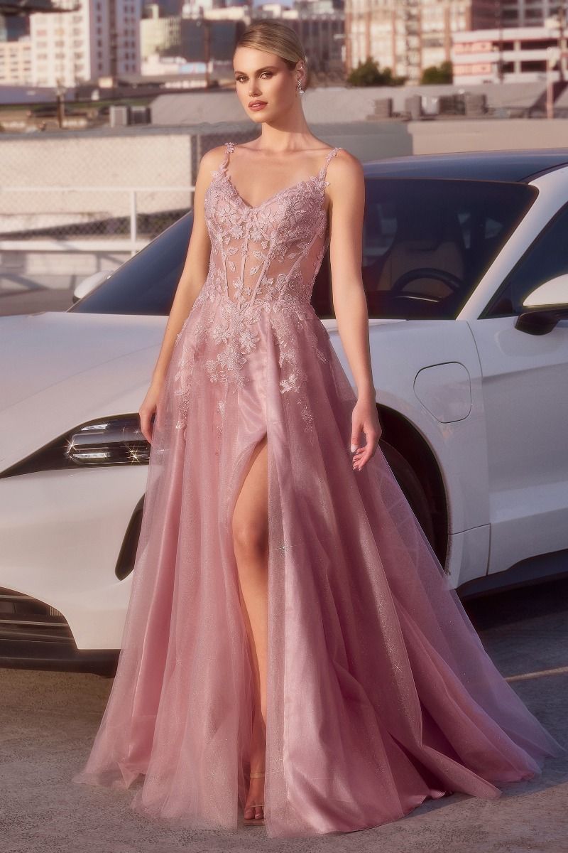 LaDivine CDS533 Prom Long A Line Formal Glitter Dress