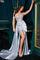 Prom Dresses Prom Fitted Slit Long Beaded Formal Dress Lt Blue