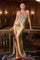 Prom Dresses Beaded Long Formal Fitted Corset Prom Dress Gold