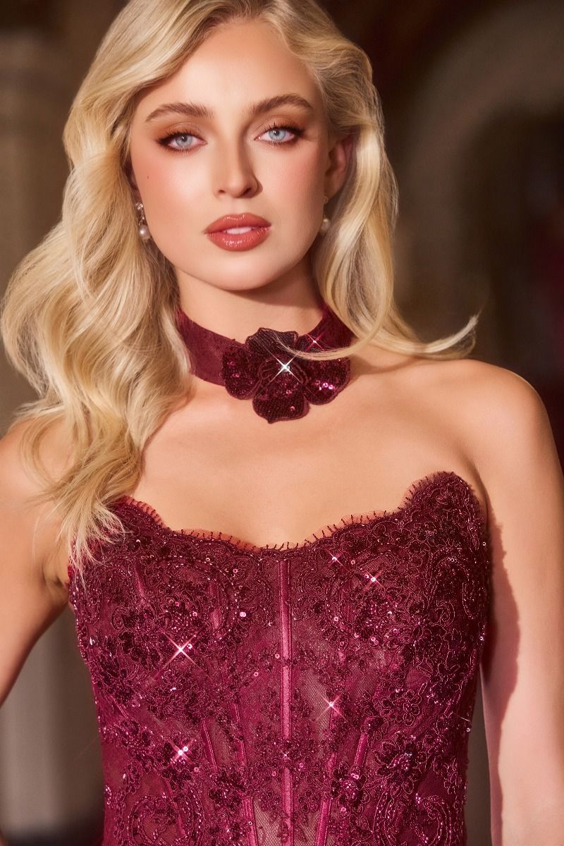 Ladivine CDS550 Prom Dress - Burgundy