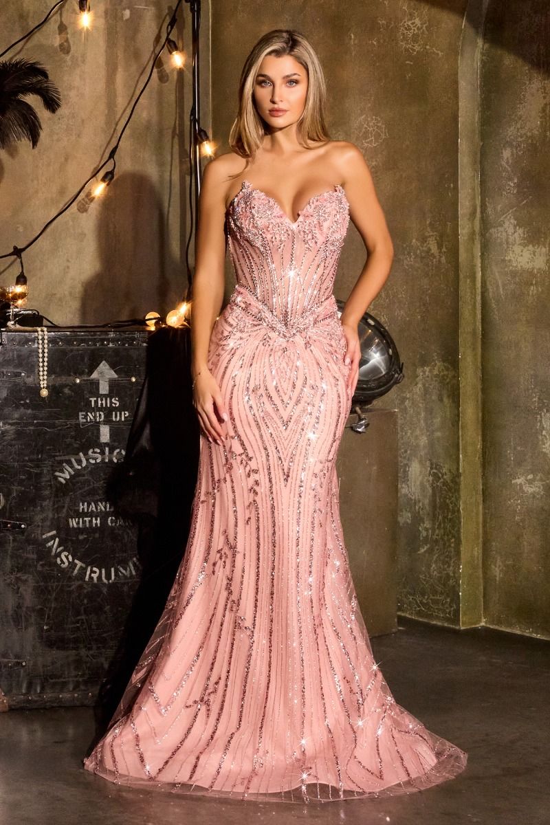 LaDivine S557 Mermaid Long Formal Corset Prom Dress
