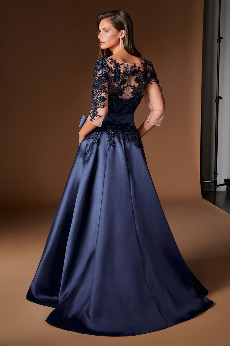 Illusion Floor-Length Satin Occasion Ball Gown LaDivine S569