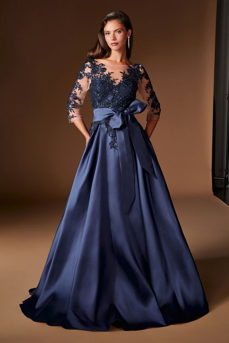 Illusion Floor-Length Satin Occasion Ball Gown LaDivine S569