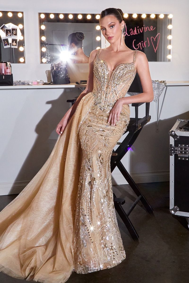 Off-the-Shoulder Floor-Length Tulle Prom Mermaid LaDivine S570
