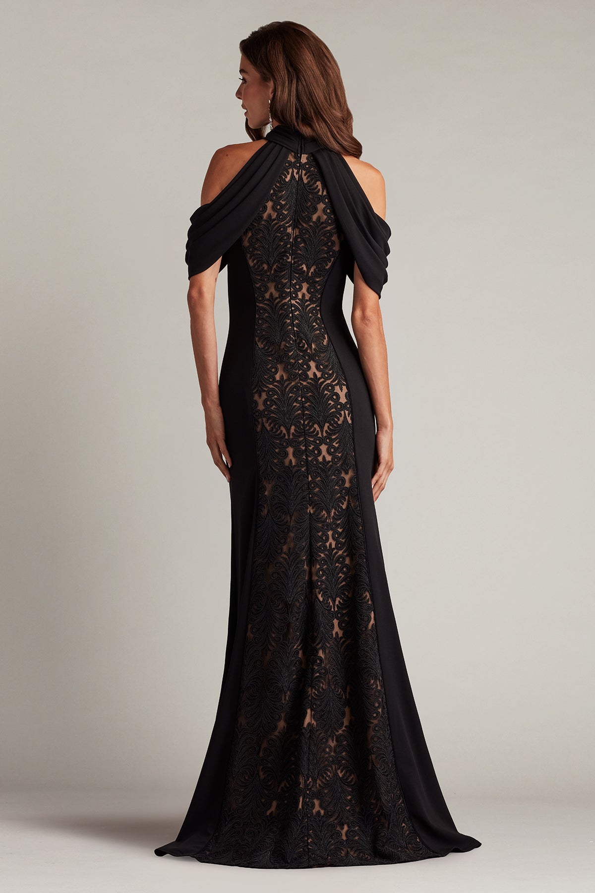 Formal Dresses Fitted Long Formal Lace Evening Dress Black Nude