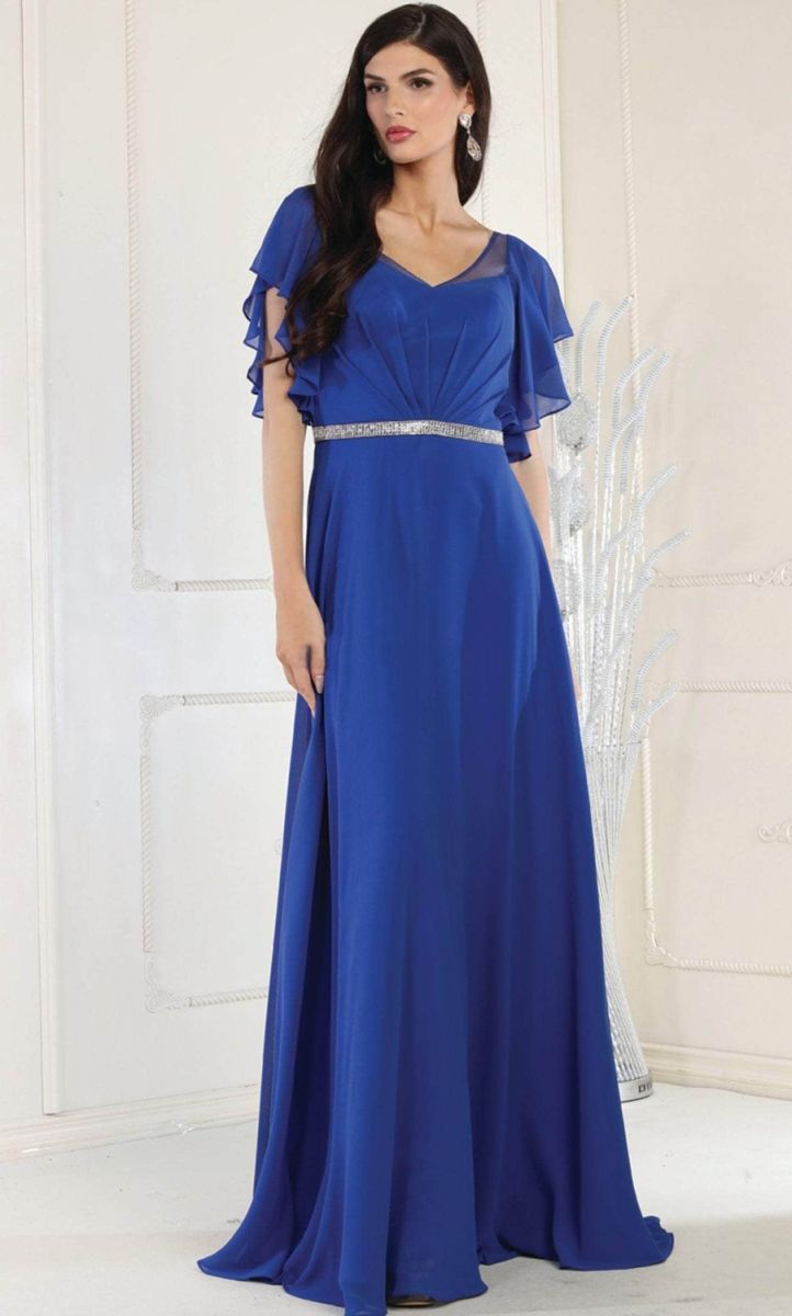 Illusion Floor-Length Chiffon Evening A-Line May Queen 1972