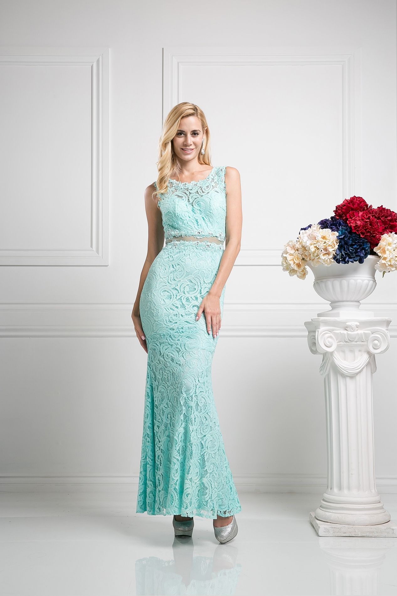Illusion Floor-Length Lace Evening Mermaid LaDivine CF067L