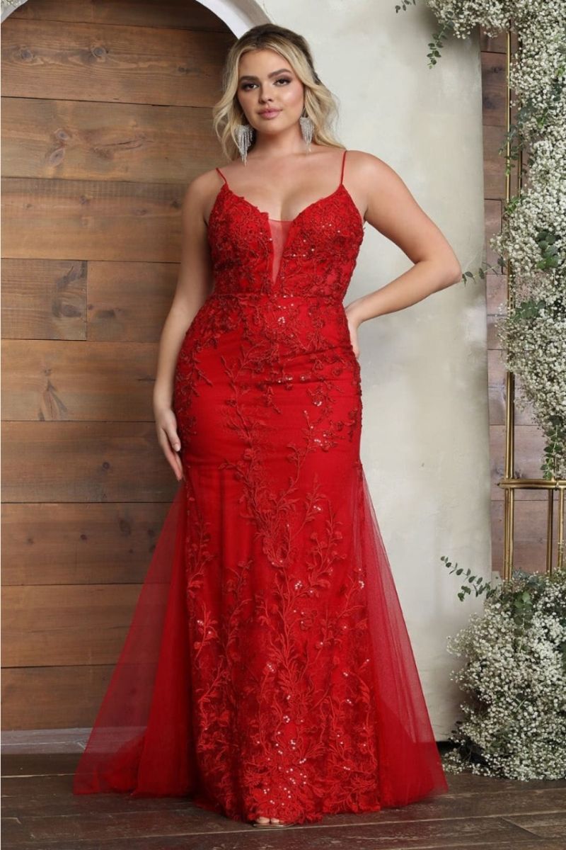 V-Neck Floor-Length Tulle Prom Mermaid Dress May Queen 2030