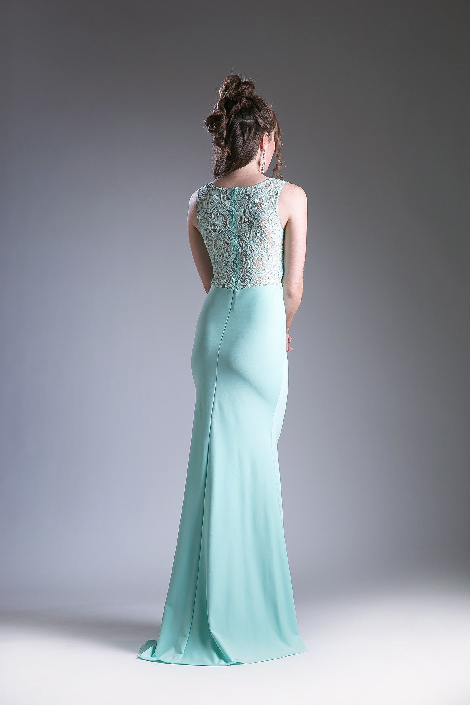 Prom Dresses Fitted Long Formal Lace Beaded Prom Dress Mint