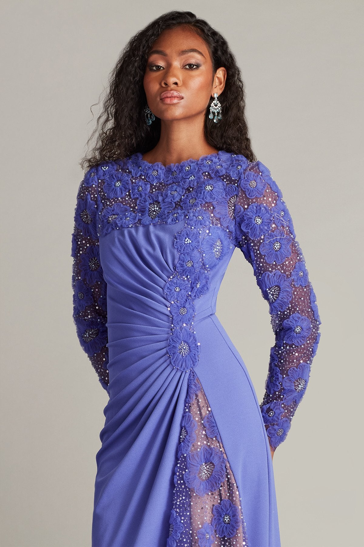 Tadashi Shoji Sagamore Ribbon Flower Embellished Gown
