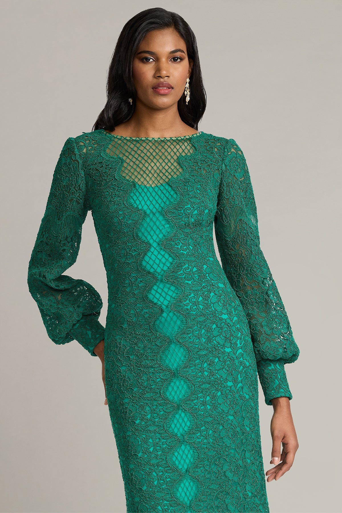 Illusion Floor-Length Lace Formal Sheath/Column Tadashi Shoji CFJ26016L