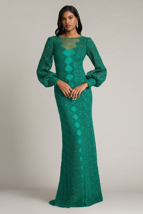 Illusion Floor-Length Lace Formal Sheath Column Tadashi Shoji CFJ26016L