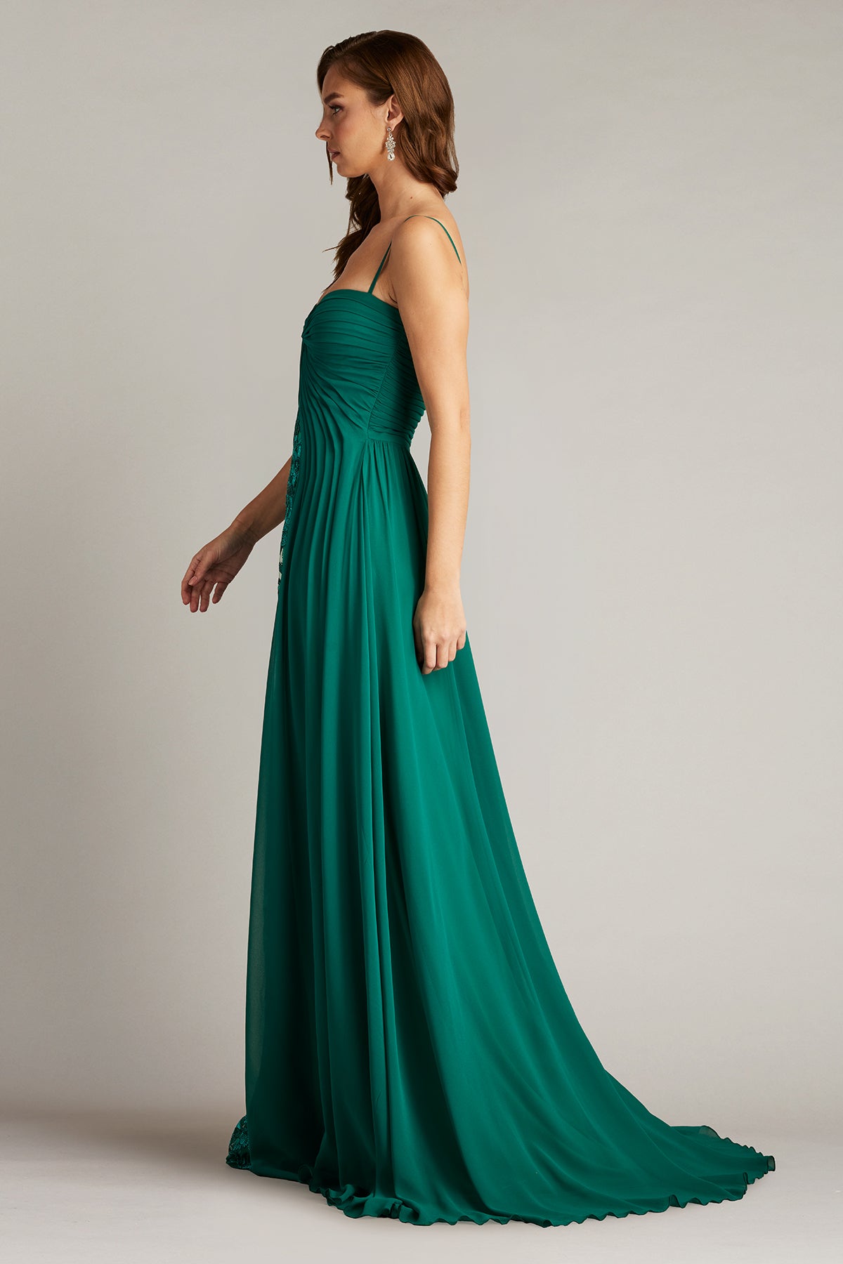 Tadashi Shoji CGV24856L Long Pleated Formal Prom Dress