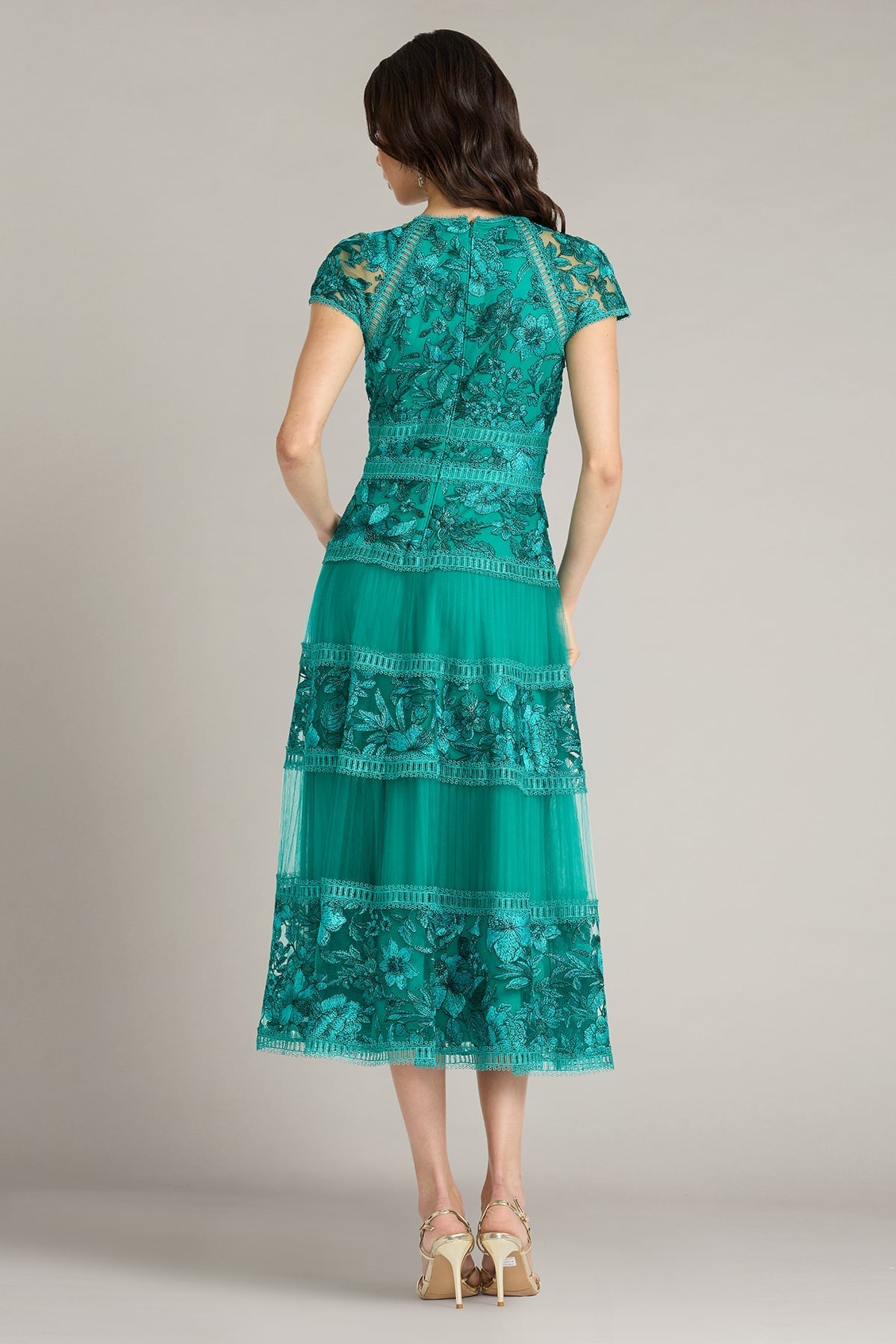 Crew/High-Neck Tea-Length Tulle Formal A-Line Tadashi Shoji CGV25752MD
