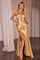 Prom Dresses Prom Long Fitted Formal Metallic Gown Gold