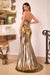 Prom Dresses Metallic Long Fitted Prom Gown Gold