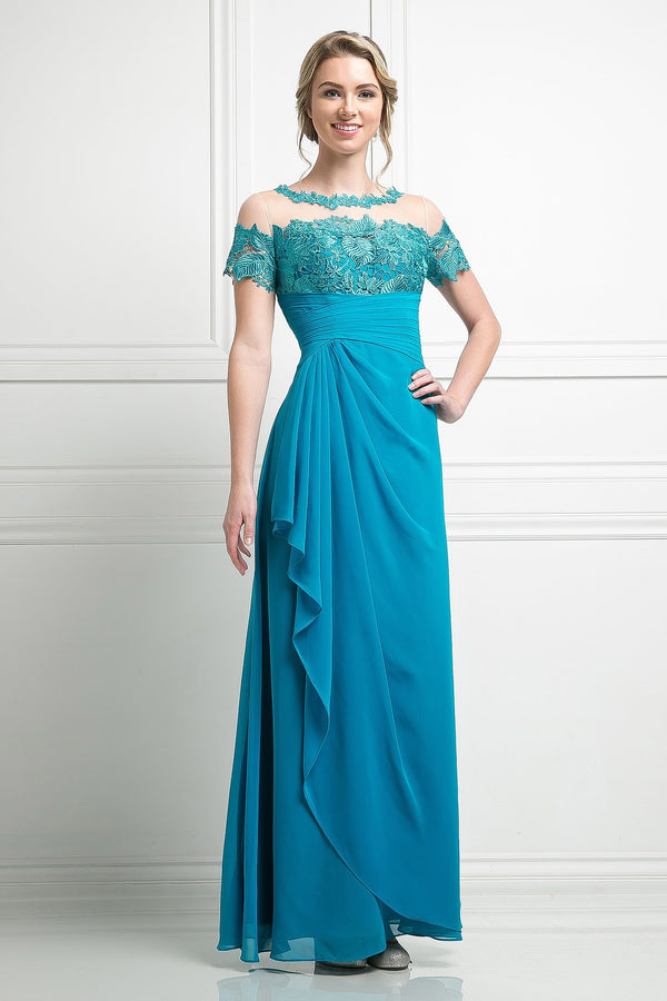 Off-the-Shoulder Floor-Length Chiffon Evening A-Line LaDivine CH1509