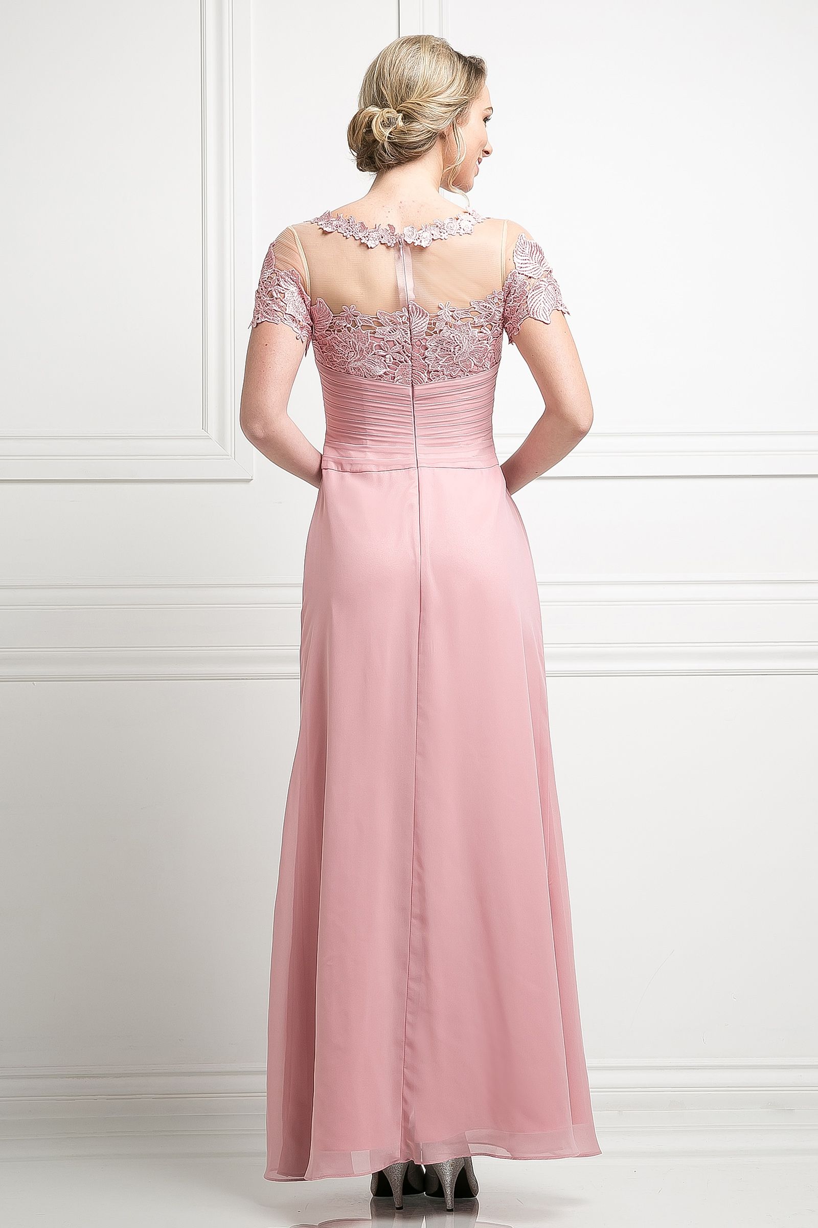 Off-the-Shoulder Floor-Length Chiffon Evening A-Line LaDivine CH1509