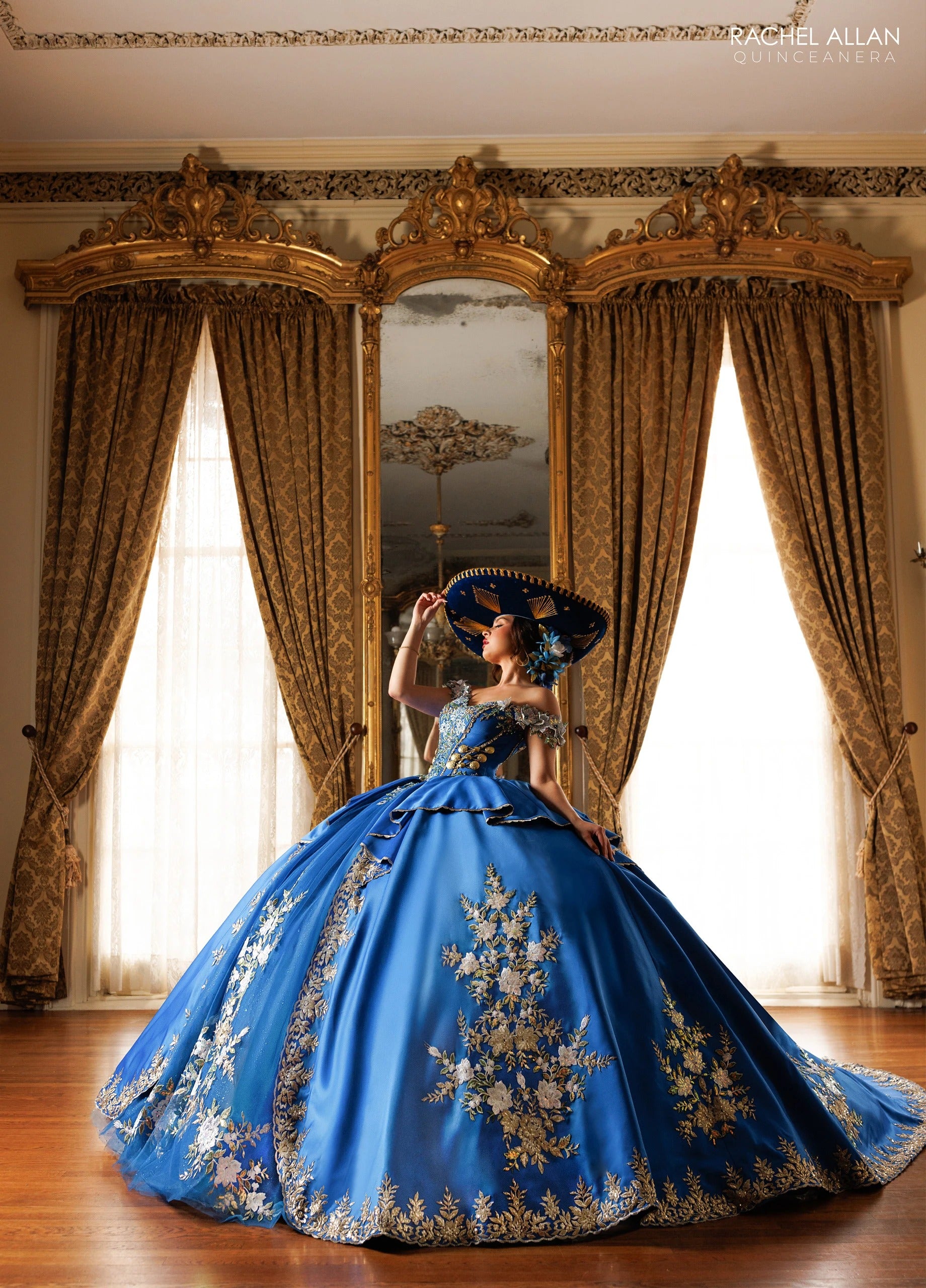 Off-the-Shoulder Floor-Length with T in Satin Quinceañe Ball Gown Rachel Allan RQ5020