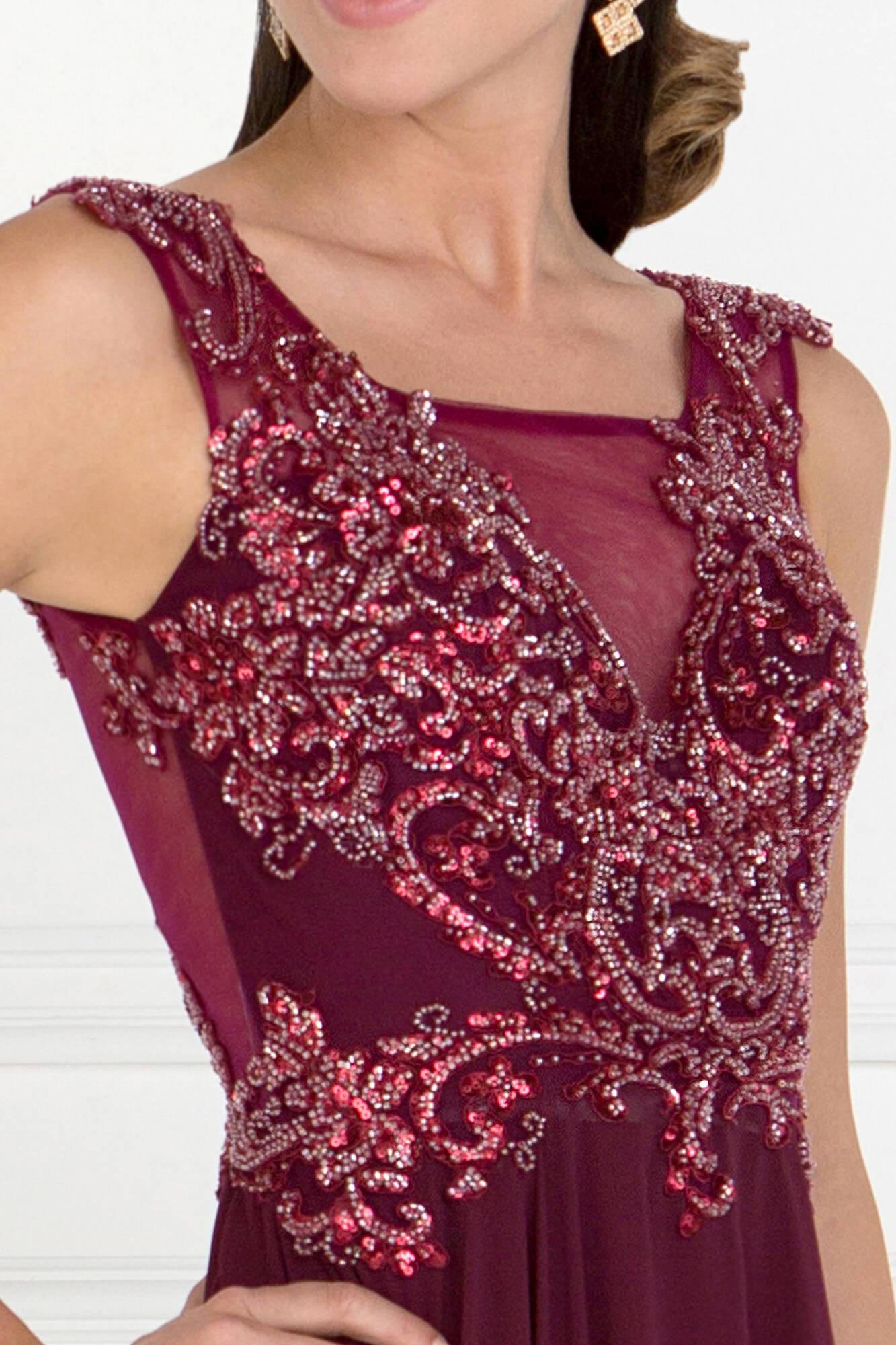 Chiffon Illusion Evening Prom Long Dress Formal